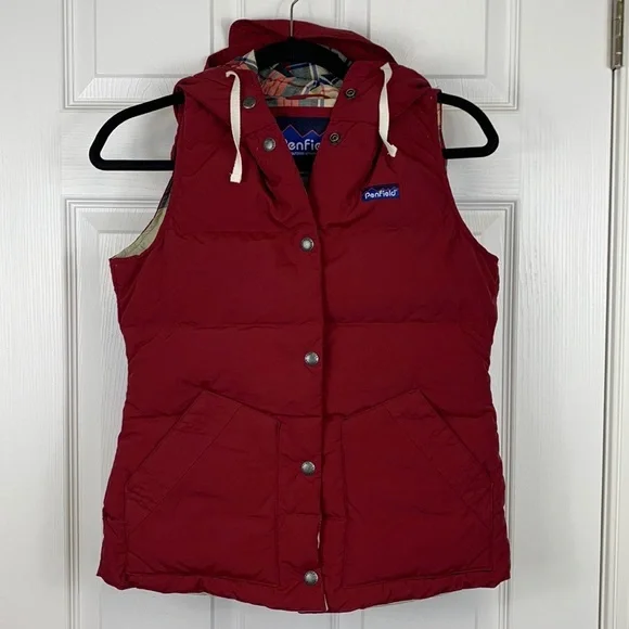 Penfield for madewell red hooded puffer vest sz xs - Picture 2 of 9